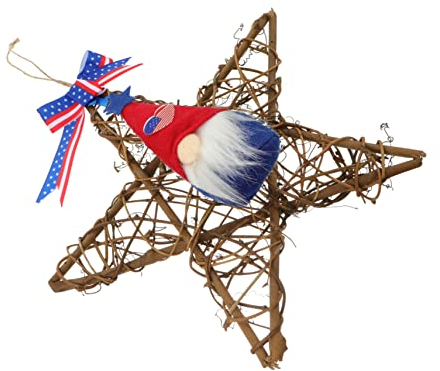 Amosfun 1stk Kranz Zum Unabhängigkeitstag Zuhause Hängen Unabhängigkeitstag Hängende Dekoration Verzierung Der Amerikanischen Flagge Americana-dekor Weinkranz Federtür Hölzern Gedenken