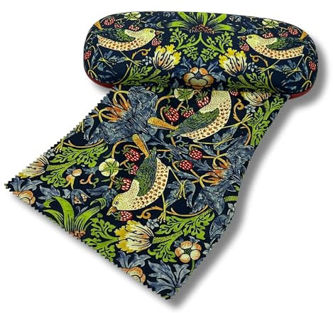 Brillenetui Hardcase mit Stoffbezug und Reinigungstuch aus Mikrofaser - FridolinEdition - Motiv: Erdbeerdieb - Künstler: William Morris