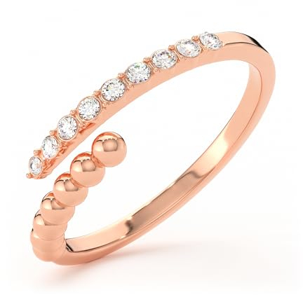THIORA Ring Damen - 'Bora Brilliance' | Premium Edelstahl | Kugeln & Steinchen| Flexible Größe | Zirkonia | Finger Schmuck (Rosegold)
