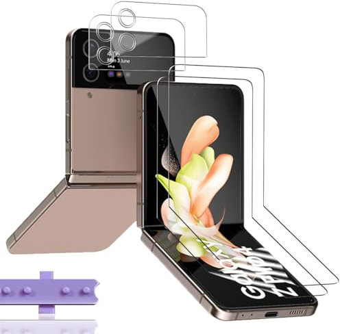 Jewloofa [2+2 Piezas] Protector de Pantalla Para Samsung Galaxy Z Flip 4 5G, TPU Protector Pantalla y Cristal Templado Protector cámara, Sin Burbujas, Protector Para Galaxy Z Flip 4 5G