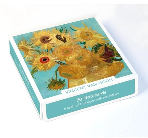 Box mit 20 Notizkarten – Vincent Van Gogh – klassische künstlerische Designs – allgemeine Karten geeignet für Geburtstage und andere Anlässe – je 5 von 4 Designs – hergestellt in Großbritannien –