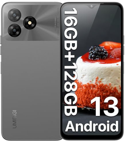 UMIDIGI G5 50MP Smartphone,16GB+128GB/1TB, Unisoc T606 Octa-Core Mobile Phone,Android 13 Phone,5000mAh Battery,4G Dual SIM,6.6 inch,Face+Fingerprint Unlock/GPS/OTG,gray
