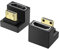 PNGKNYOCN U Shape 8K Mini HDMI to HDMI Adapter,180 Degree Up Angle 48Gbps 2.1 Version Mini HDMI Male to HDMI Female Converter Adapter with LED Light (2-Pack (Up Bend)
