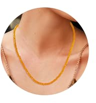 GoPaw Damen Kristall Perlen Halskette, Halskette Damen, Boho Modeschmuck Armband Damen für Frauen Mädchen, Länge 45+5cm(Orange)