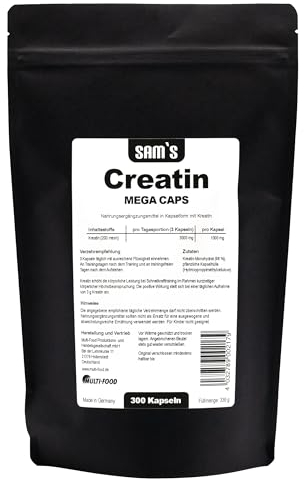 Creatin Kapseln, 1000 mg, Monohydrat, 200 mesh, Giga Caps (300 Stück (1er Pack))