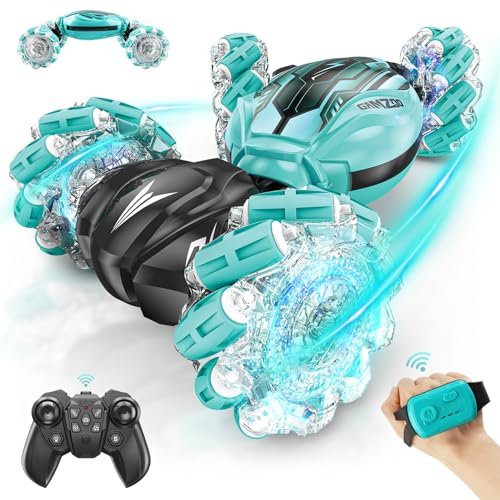 GILI Gesture Sensing Stunt RC Car - Remote Control Gesture Sensor Toy Cars for 7 8 9 10 11 12 Year Boys 2.4GHz 4WD - Double Sided Rotating Off Road Vehicle Kids Birthday