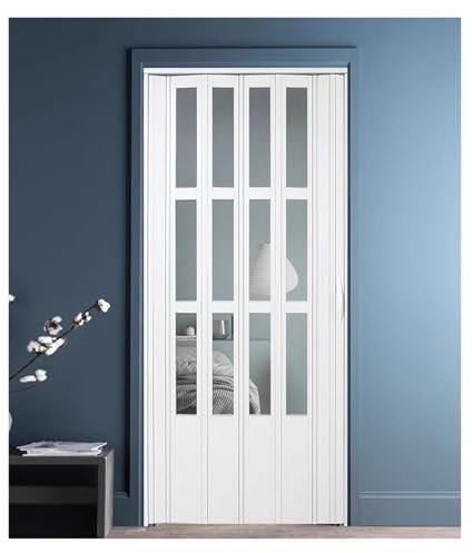 falttüren schiebetür 3-Lite-Falttüren mit klaren Glasplatten, Falttür als Sichtschutz für Schlafzimmer, Küche, Waschküche, mehrfach gefaltete Schiebetür im Scheunenstil, individuelle Größen(39x80in(99