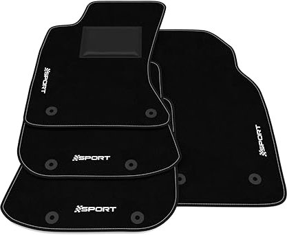 Fußmatten kompatibel mit Audi S4 B5 1997-2001, Sport Stickerei, maßgeschneidertes Auto-Fußmatten-Set, Teppich Set
