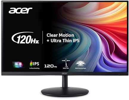 acer SH272 G0bih 27 IPS Full HD (1920 x 1080) Ultra-Thin Gaming Office Monitor | Adaptive-Sync Support (FreeSync Compatible) | Up to 120Hz Refresh | 1ms (VRB) | Adjustable Stand | HDMI & VGA Ports