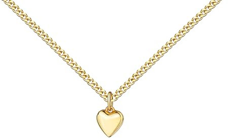 JEVELION Herzkette Herz-Anhänger Kettenanhänger für Damen Schmuckanhänger 585 Gold-Symbol der Liebe. Mit Kette 925 Silber vergoldet - Kettenlänge 45 cm.