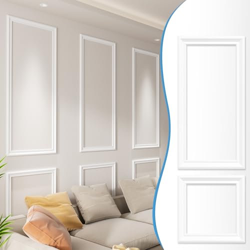 Umedol Wall Molding Kit, Premade Wainscoting Panels, Pre-Cut Wall Molding Panel Kits, Wainscot Wall Panel for Living Room Bedroom Accent Wall, 6 Frames