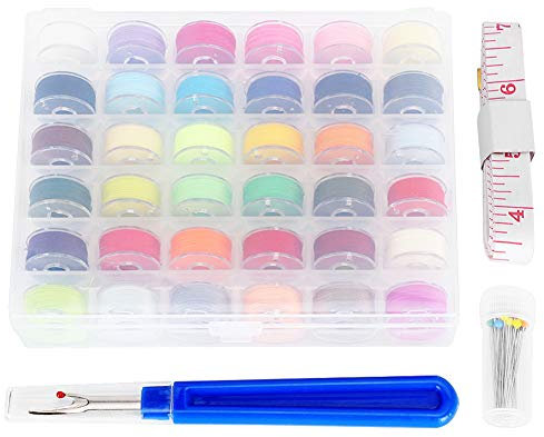 Holigie Spule mit Faden, transparente Spule, Nähen, Stickmaschinen-Zubehör, Heim-Nähzubehör, Nähspulen für Nähmaschine, 36-Farben-Set