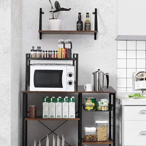 HUOLE Etagere Micro Ondes Cuisine Rangement,Rangement Micro Onde, Etagere Cuisine,Support Micro Onde,Organisateur de Rangement,Extensible en Hauteur & Largeur-40/64 * 45 * 36.5cm