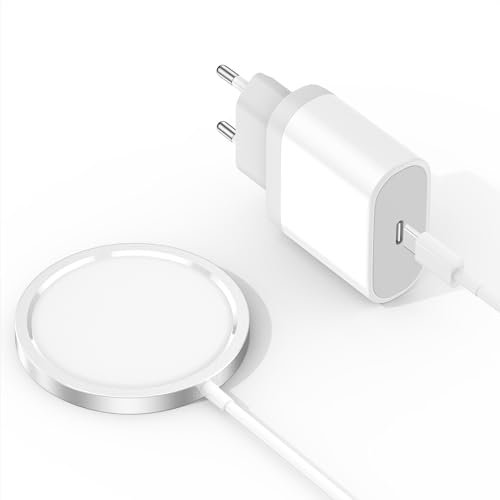 Chargeur Magnétique sans Fil 15W【Certifié MFi】 USB C Rapide Chargeur,Induction Chargeur sans Fil,Compatible avec iPhone 16/15/14/13/12/11/AirPods 2/3/pro (Blanc,1M,avec Prise de Charge)