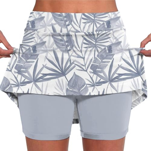 Generisch Tennisrock Damen mit Hose Sportrock Golfrock Hohe Taille Tennis Skort mit 2 Taschen und Seitlichem Schlitz Sommerrock Minirock Laufröcke Hosenrock Wandern Laufen Schwarzer Rock Damen