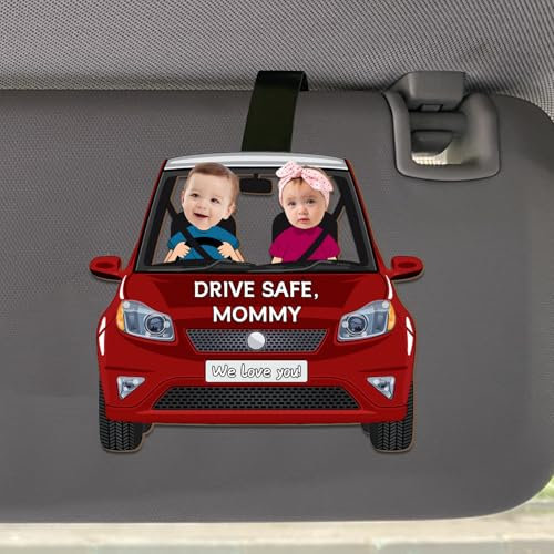 Ozinna Drive Safe We Love You Visor Clip Fotorahmen, personalisierter Auto-Sonnenblenden-Clip, individueller Auto-Bilderrahmen mit Fotos, Muttertag, Weihnachten, Geburtstag, Geschenke für Mutter,