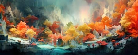 Acryl-Bild 130 x 50 cm: Panorama der Abstract Nature Symphony: faszinierendes Panorama, in dem abstrakte Elemente harmonisch mit der natürlichen (207675568)