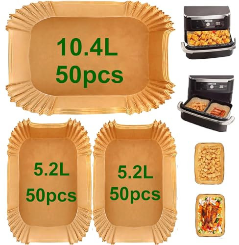 150 Stück Backpapier für HeißLuftfritteuse for Ninja,Airfryer Backpapier for Ninja Flex Drawer Dual Zone 10,4L Heißluftfritteuse AF500EU,Airfryer Zubehör für Cosori Dual Blaze 10L,Cecotec Double 9L