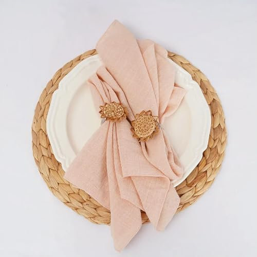 EYRMQWJPC Gaze-Baumwoll-Tischserviette,. 50 Stück Gaze-Baumwoll-Nähservietten, 40 x 40 cm, Wiederverwendbare Stoffservietten,(Apricot)