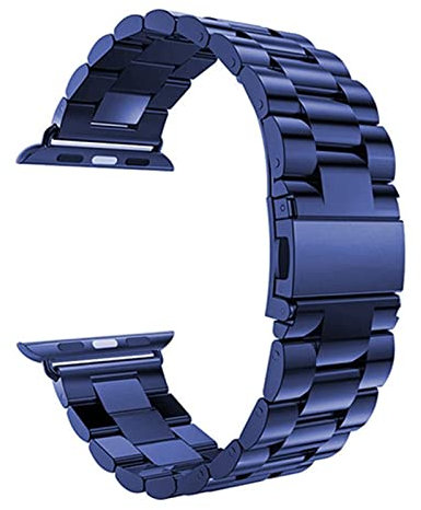 LPMPCZKZGF Correa de acero inoxidable Compatible for Apple Watch 7 SE 6 5 4 40mm 44mm 41mm banda de 45 mm Pulsera de enlace de metal compatible for iWatch 3 42mm 38mm Accesorios Watch strap(Blu,For 42