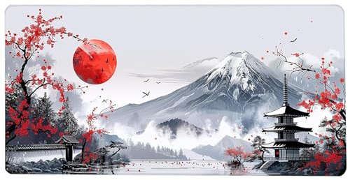 Grand - Art chinois, tapis de bureau antidérapant pour ordinateur portable | Tapis de clavier surdimensionné pour utilisation de la configuration de bureau, 15,8 x 35,4 pouces pour le travail et les