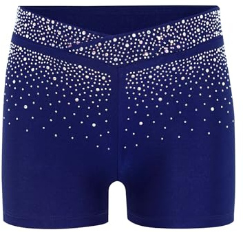 Miaeowve Kinder Shorts Mädchen Strass Glitzer Gymnastik Tanzhose High Waist Kurze Hose Leggings Hot Pants Wettbewerb Tanzkleidung Für 5-16 Jahre