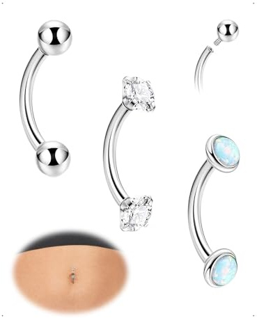SanKristo 3 Piezas Piercings Ombligo de Acero Inoxidable de 10 mm, Clicker Ombligo de Acero Quirúrgico para Piercing con Anillos de Circonita Cúbica para Mujeres, Plata/Oro