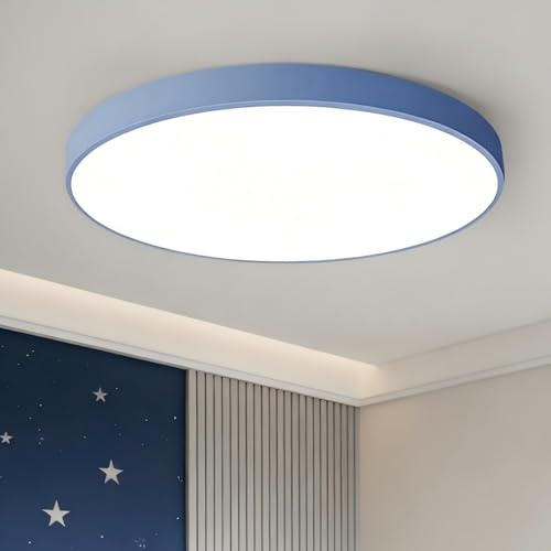 KUOP Led Deckenleuchte Rund 40cm 36W 3000K Deckenlampe Blau | Deckenleuchte Warmweiß SchlafzimmerLampe Decke für Mädchenzimmer Wohnzimmer Schlafzimmer Flur,40cmB*4cmH