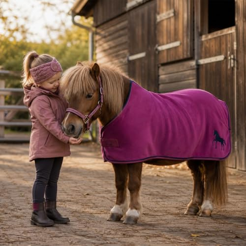 HKM Abschwitzdecke -Mini- für kleine Pferde & Ponys - Größe 65–115 cm - atmungsaktiv Antipilling (Cranberry, 95)