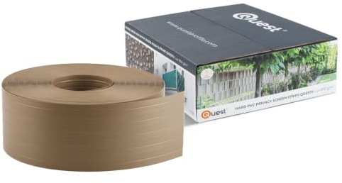 Quest Tira de Ocultación PVC 10 cm Resistente a la Intemperie - Beige, 52 m | Tira de ocultación para valla de doble varilla, 900 g/m² indeformable, para entrelazar, para jardín, balcón y terraza
