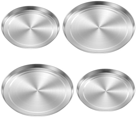 Alongen Set of 4 Stainless Steel Hob Cover Plate in Silver Cover Plate Protector for Kitchen Stove Electric Hob 20.6cm and 16.7cm Height 1.5cm