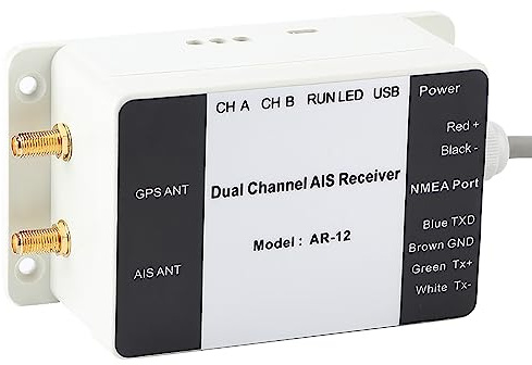 Zhjvihx Récepteur AIS, Récepteur GPS AIS USB Double Canal pour la Navigation Marine, avec Longue Portée de 28 Milles Marins et Port NMEA, électronique Marine ABS Portable