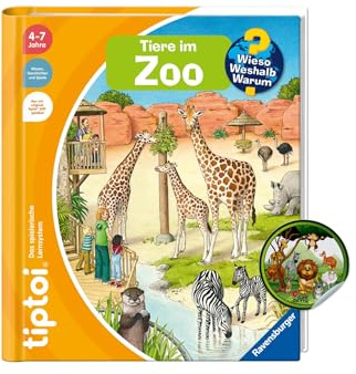 Ravensburger Tiptoi Buch 4 Jahre | Wieso? Weshalb? Warum? Tiere im Zoo + Tier-Sticker Kinderbuch, Lernen Geschenk