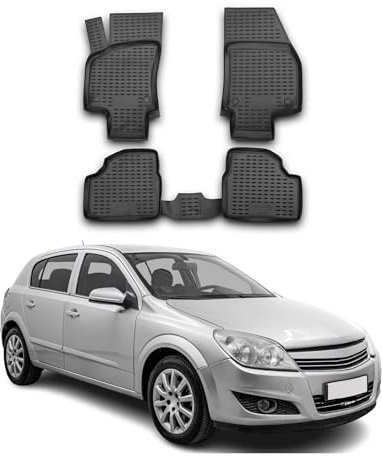 OMAC Fußmatten für Opel Astra 2004-2015 TPE 4X Schwarz | Gummimatten, Automatten, Allwetter, fahrzeugspezifisches Produkt, Antirutsch, 3D-Passform, wasserdicht