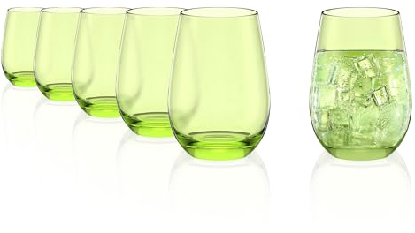 Verres à Eau Elements Kids Vert Set de 6 – Gobelets 335 ml en Cristal pour Eau, Jus et Cocktails – Verres Colorés Robustes – Résistants au Lave-Vaisselle et aux Chocs – Fabriqués en Allemagne