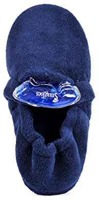 SnugToes Heated Slippers for Men - Indoor Plush Slippers with 2 Removable Microwavable Heatpads, Heatable House Slippers Men, Warming Slippers for Men, Machine Washable Slippers - Navy Blue Size 12 UK
