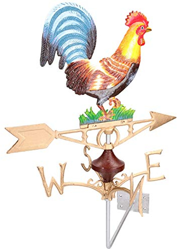 Poule Poulet Coq Girouette Vain Or Montage Mural en Fonte Toit de Maison
