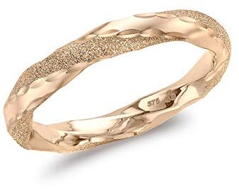 CARISSIMA Damen 9 Karat Roségold 3 mm Polierter und strukturierter Twist Ring - Größe M