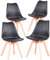 BenyLed Lot de 4 Chaises de Salle à Manger, Chaises De Cuisine Rétro Rembourrée avec Pieds en Bois de Hêtre Massif pour Salon, Chambre, Cuisine, Bureau, Noir