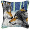 XUJINGJIE Knüpfkissen zum Selber Knüpfen DIY Kissenbezug mit Wolf Bedrucktem Leinwandmuster Handarbeit Stickkissen Kreuzstich Knüpfen Set Erwachsene, 43 X 43cm