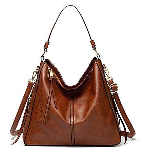 FANDARE Femmes Sac à main Sac à Bandouliere Sac portés Main en PU Cuir Fille Sac D'épaule Sac Fourre Grand Sacoche Sacs de plage Cabas Voyage Multifonctionnel Messenger Bag marron