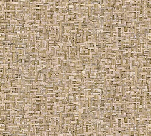 A.S. Création Architects Paper Holzoptik Jungle Chic Tapete in Geflecht Optik PVC-freie Vliestapete braun beige matt glatt 377062 37706-2, 10.05 m x 0.53 m