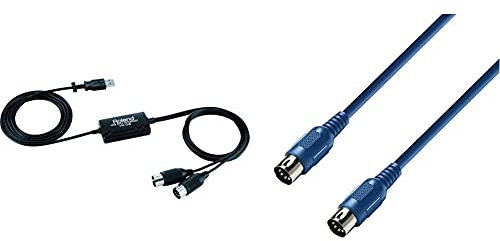 Roland Um-One Mk2 Interfaz Midi De Una Entrada/Una Salida Con Procesamiento De Alto Rendimiento Fpt + Ah Cables K3Midi0300Blu 3 Star Serie Cable Midi (3 M), Color Azul