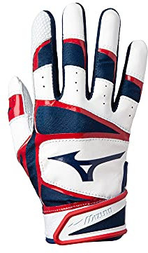Mizuno B-303 Baseball-Schlaghandschuh für Erwachsene, Marineblau, Rot, Größe L