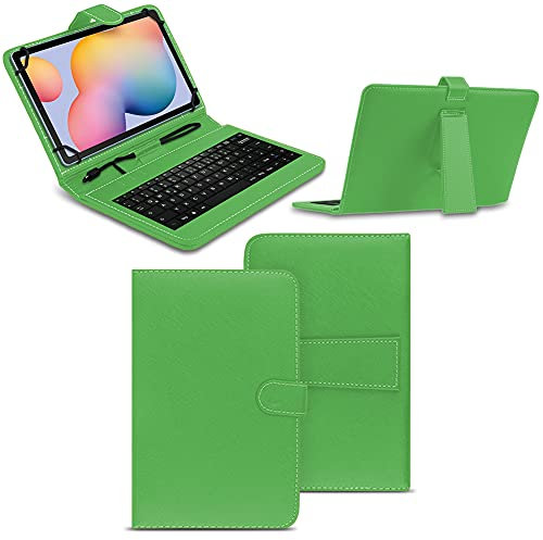 NAmobile Tastatur Schutzhülle kompatibel für Samsung Galaxy Tab A7 10,4 Tasche Keyboard USB Hülle QWERTZ Standfunktion Universal Cover, Farben:Grün