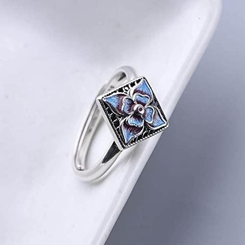 YUANYIRAN Chinesischer Stil Öffnung Verstellbarer Ring - Vintage Cloisonne Emaille Porzellan Blume Charm Damas Ring,Handwerk Damen Schmuck Geschenk Für Weihnachten Hochzeit Party Mädchen