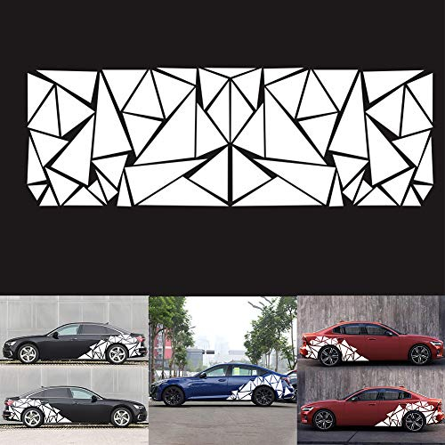 MIOLOE 1 Stück Auto Körper Aufkleber Freistehende Dreieck Grafik Aufkleber Vinyl Auto Aufkleber wasserdichte Auto Seitentür Schürzen Dekoration Universal, 200x60cm (Weiß)