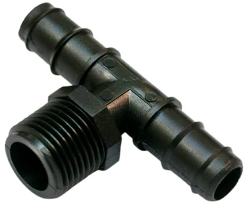 Raccordo a Tee Portagomma con Filetto, Connettore a 3 Vie per Tubi e Sistemi di Irrigazione a Goccia, Nero - Orto Facile (1, 25 mm x 1)