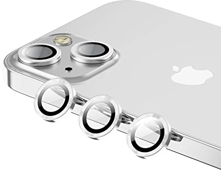 Phoneaura [[6 unidades para Apple iPhone 13 y iPhone 13 Mini protector de cámara de cristal protector de lente lente de aluminio con protector de pantalla