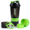 XSUPER Protein Shaker with 3-Compartment Storage - 16oz Twist-Off Cup for Supplements & Pills, Leak Proof Gym Sports Bottle, Green